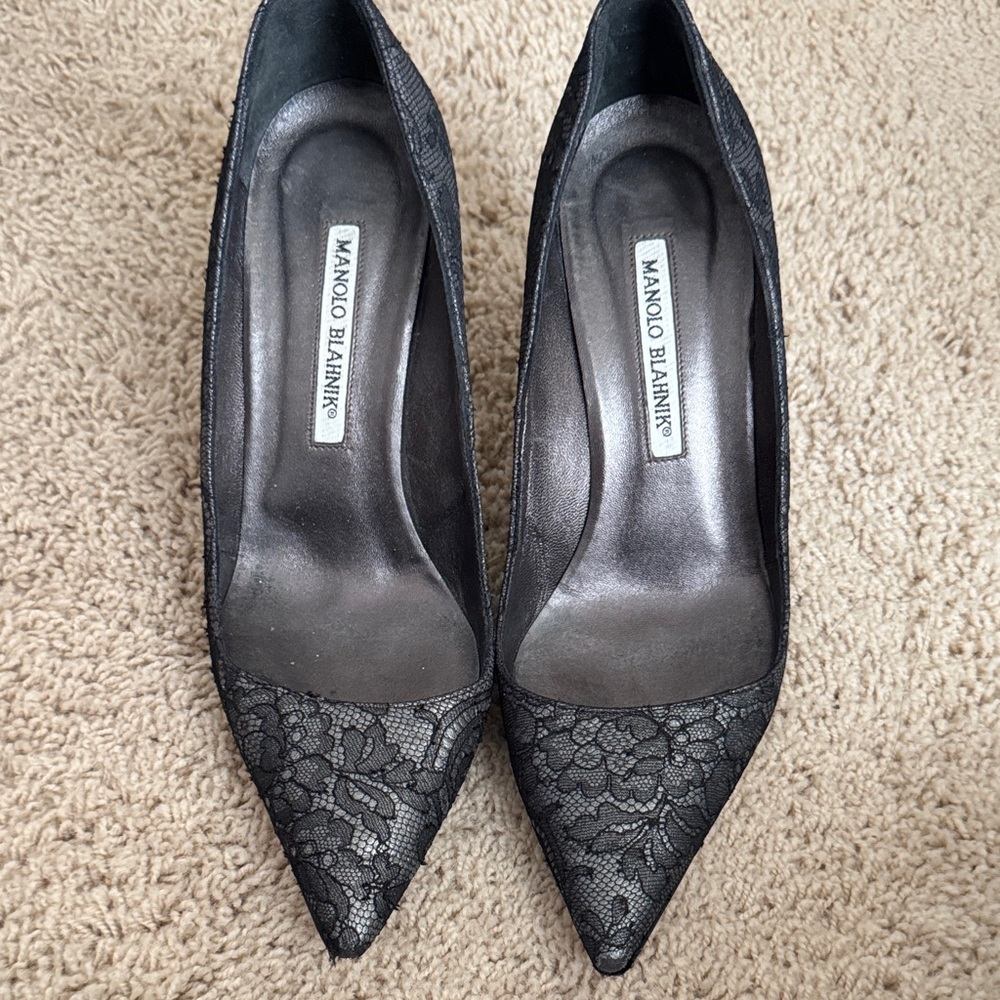 Manolo Blahnik Black Lace Heels